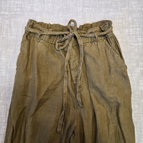Brown Free People Paper Bag Linen Pants Size M - Picture 3 of 11